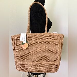 Woven Tan Tote Bag